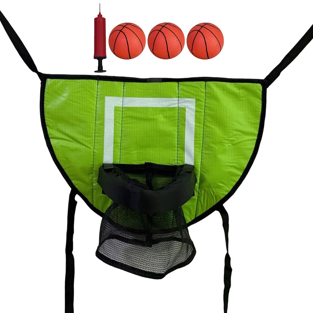 Foldable Trampoline Basketball Hoop Kit Safety Multipurpose Basketball Training with Pump and Ball Fun Mini Basketball Hoop