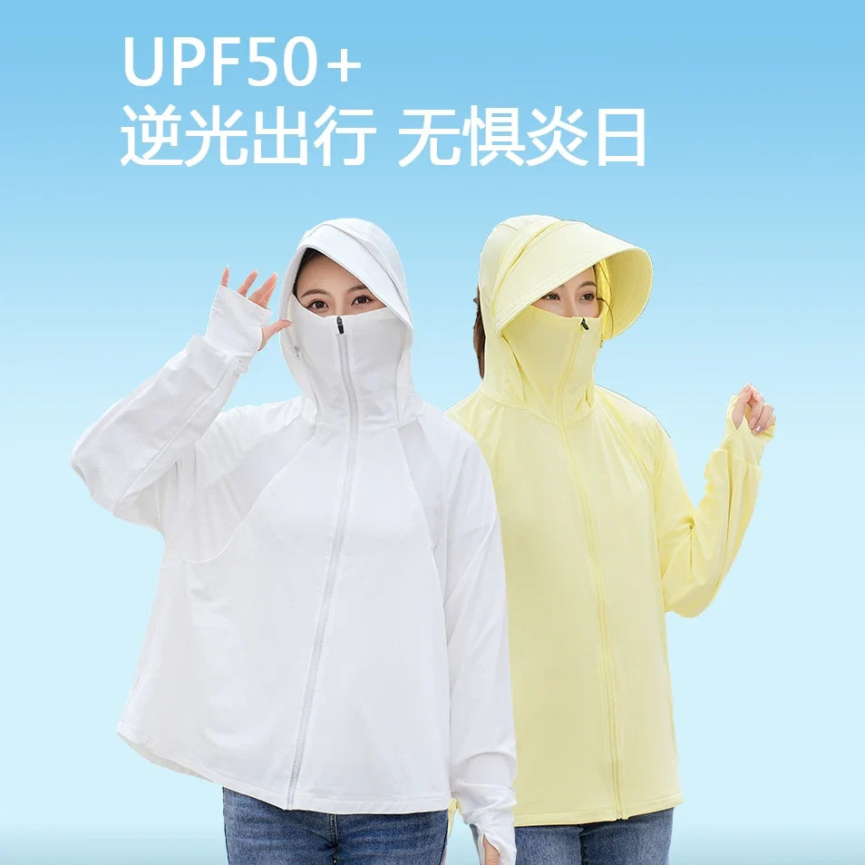 Ice Silk Sun UPF 50+ UV Protection Jacket Big Brim Thin Ice Silk Sun Protection Jackets UV Protection Hooded Windbreaker 4XL 5XL