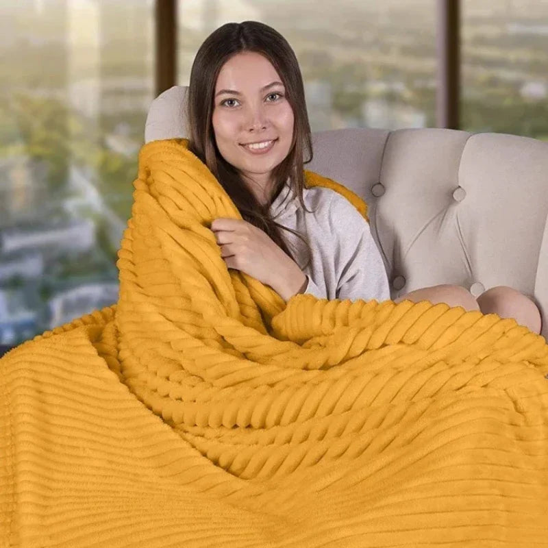 Soft Adult Cover Coral Fleece Blanket On The Sofa Thickened Winter Bed Blanket Warm Stitch Fluffy Bedspread Plaid Sofa Bedroom