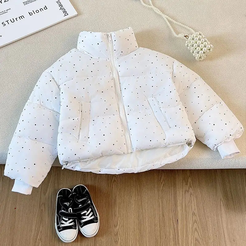 2025 Winter Girls Rhinestone Puffer Jacket Korean Star-Studded Fashion Coat Glitter Zip-Up Quilted Down Jacket