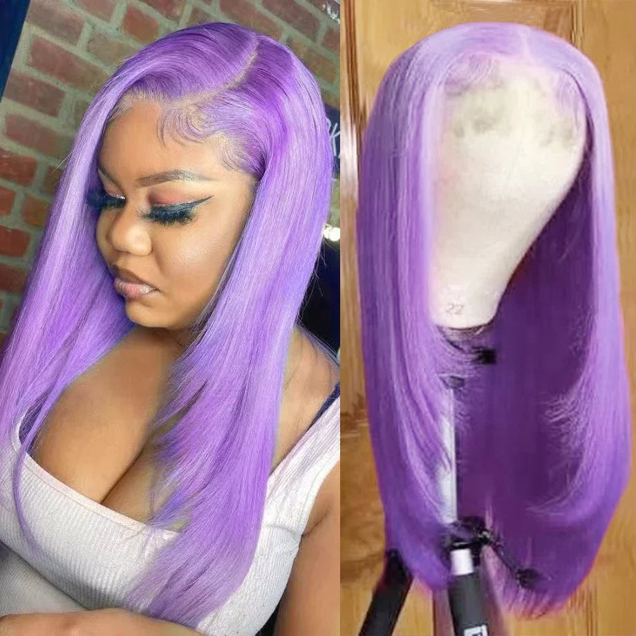13x4 Ombre Pink Wig Layered Cut Silky Straight Synthetic Lace Front Wig for Women Heat Resistant Synthetic Hair Daily Use