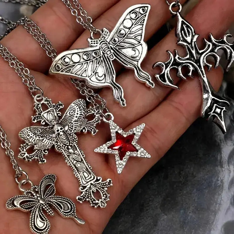 5pcs Gothic Necklace Set for Women Halloween Jewelry Heart Bat Spider