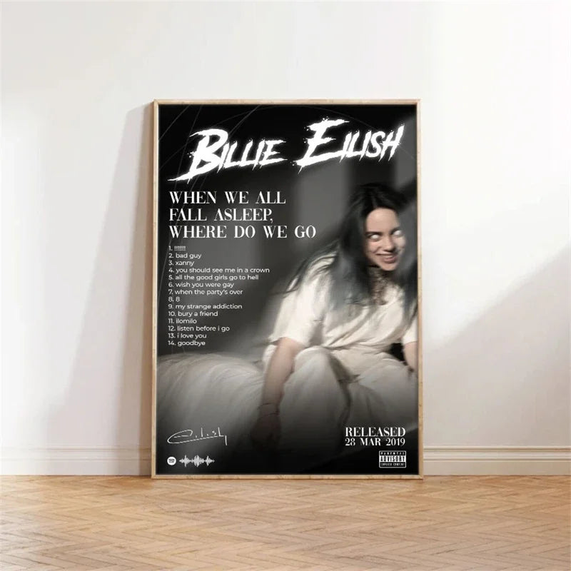 Rap Music Album Cover Happier Than Ever Poster Aesthetic Rapper Hip Hop Rock Canvas Wall Art Ideal for Room Decor