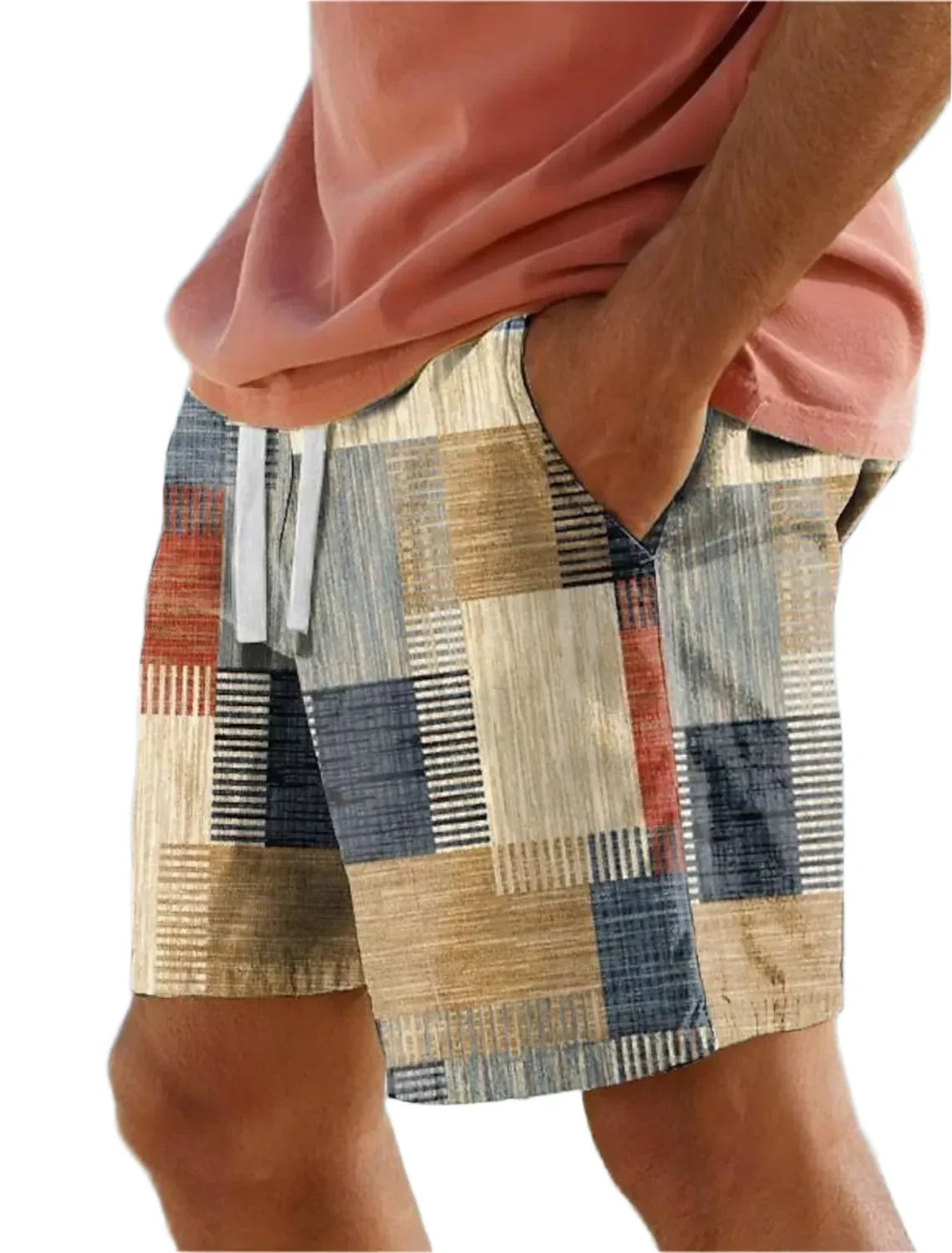 Trendy Plaid Board Shorts with 3D Print