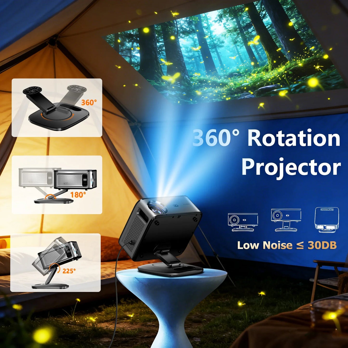 XIWBSY 2026 Portable 4K UHD Projector 42000Lumens Movie Google TV Projector BT5.4 WiFi6 Android TV 14.0 Smart Home Projector
