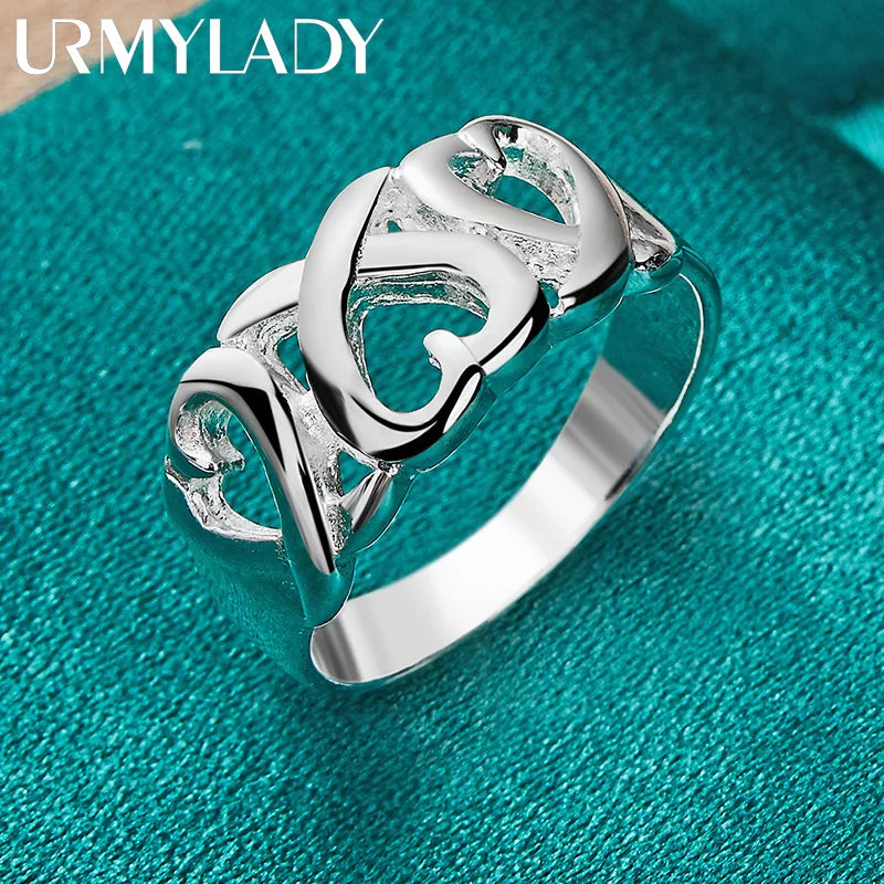 URMYLADY 925 Sterling Silver Love Heart 6-10# Ring For Women Wedding Party Fashion Charm Jewelry