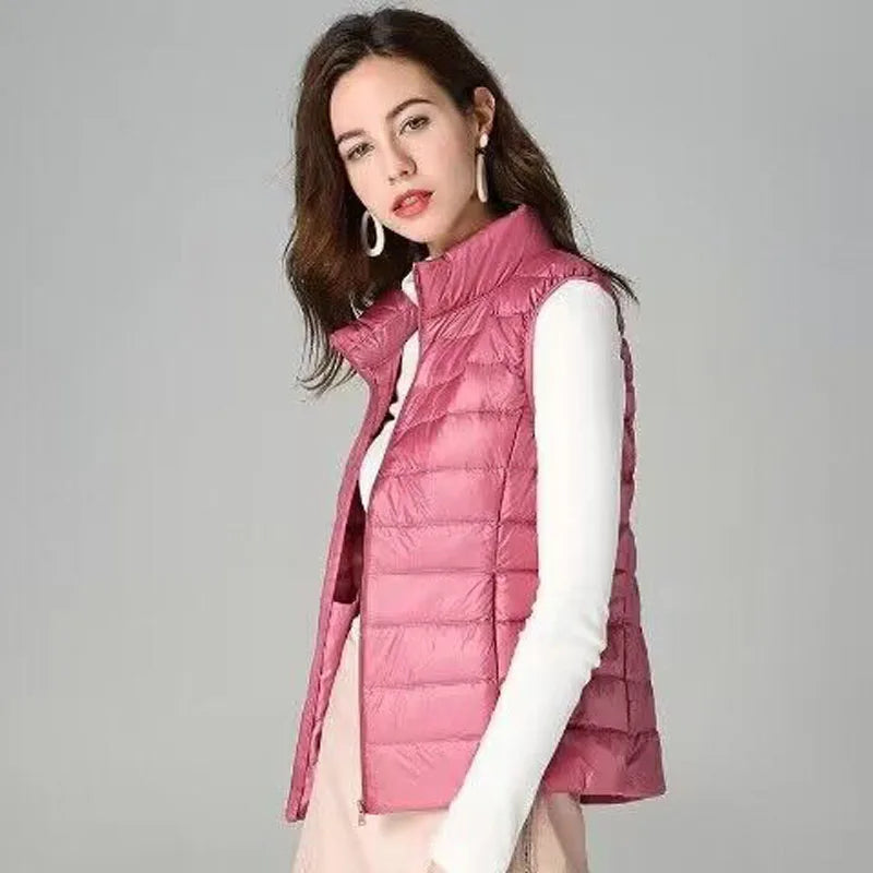 2026 White Duck Down Jacket Women Vest Autumn Winter Sleeveless Waistcoat Warm Lightweight Puffer Jacket Female Tops Outwear