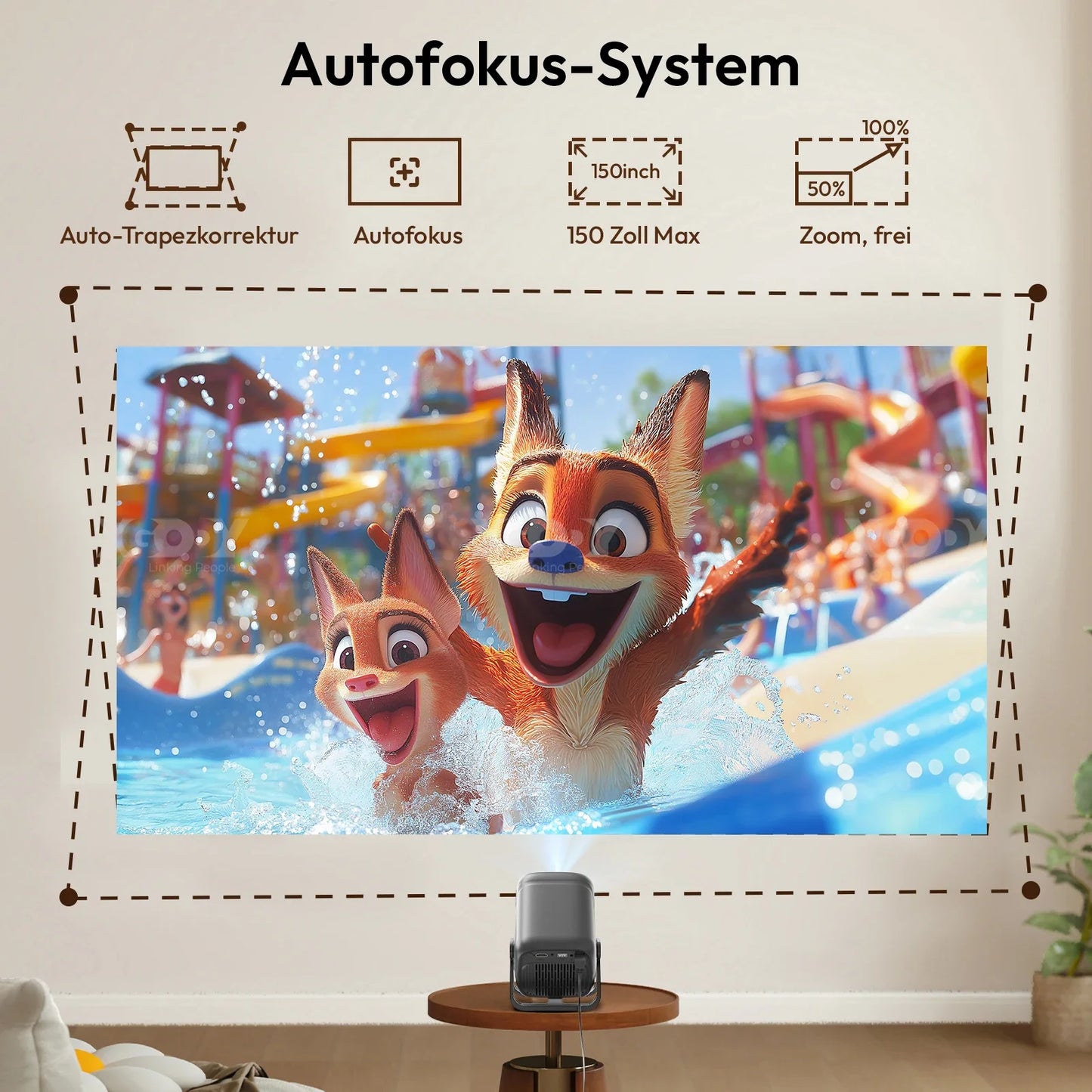 XGODY 4K Projector 450ANSI Android 11 Beamer Autofocus & Keystone 1080P 360° Rotation Wifi6 BT5.2 Portable Movie Outdoor Airmous