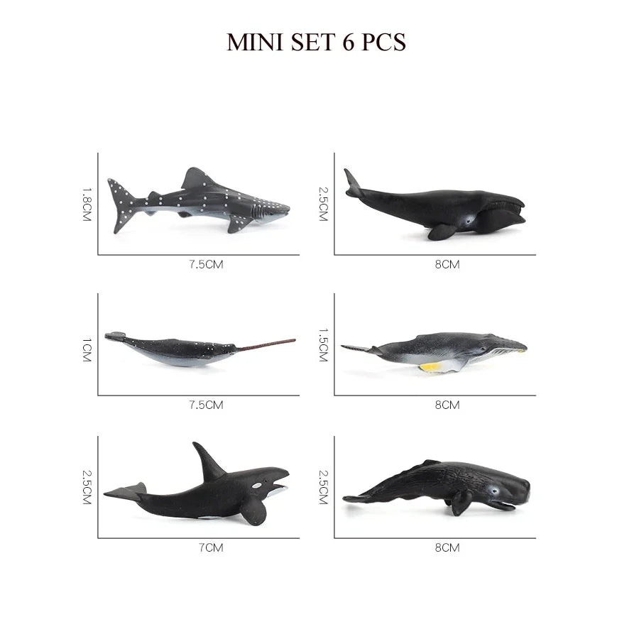 Realistic Mini Ocean Animal Figurines Plastic Marine Sea Creatures Whale Shark Dolphin Turtle Penguin Model Playset Gift for Kid
