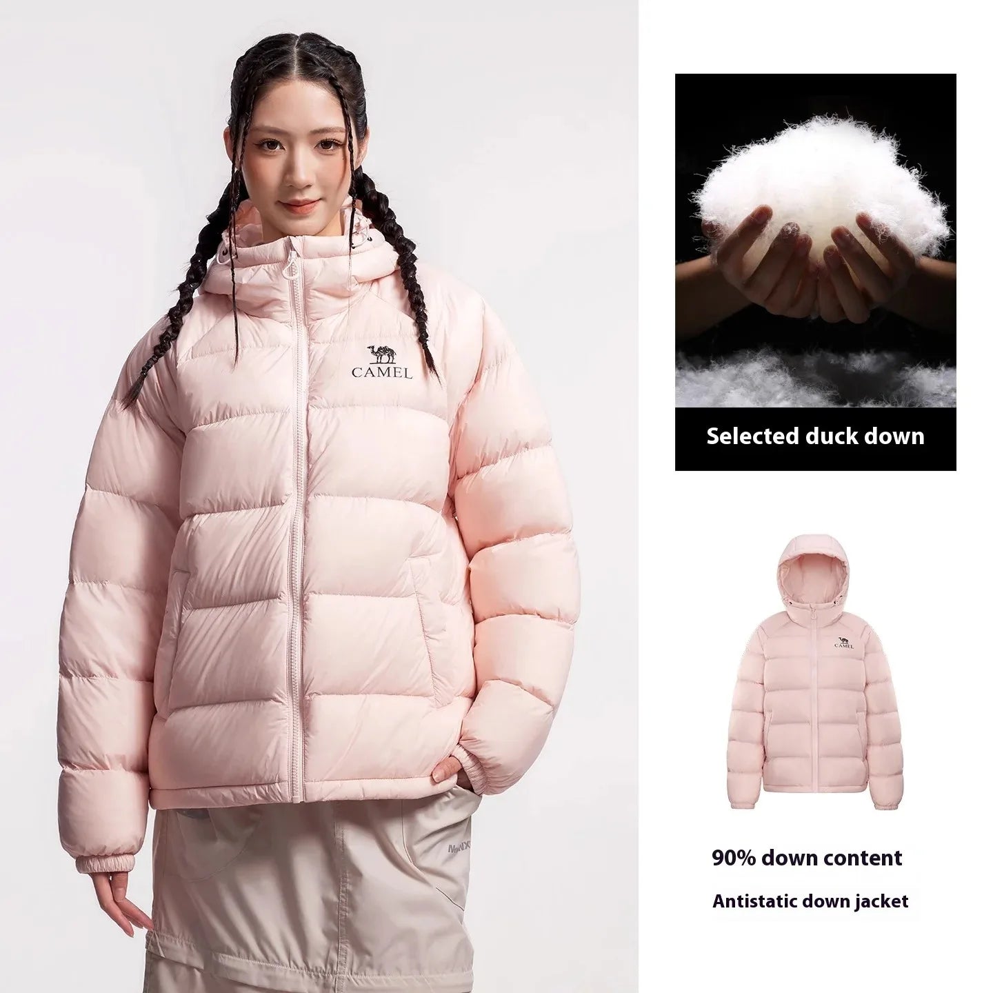 GOLDEN CAMEL Outdoor Down Jackets Unisex Women's Winter Coats High-loft Windproof Warm Duck Down Padding Puffer Jacket Camping