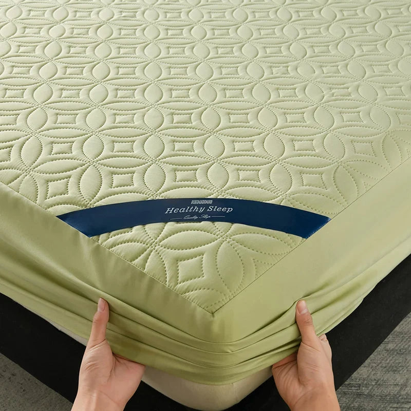 Ultrasonic Quilted Waterproof Antibacterial Mattress Protector Breathable Ultra Soft Noise Free 30CM Deep Pocket Fitted Sheet