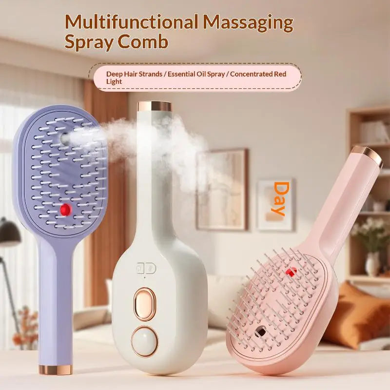 Electric Steam Hair Straightening Brush Water Spray Wet Dry Use USB-C Fast Charging Portable Hair Tool for Salon Travel Use