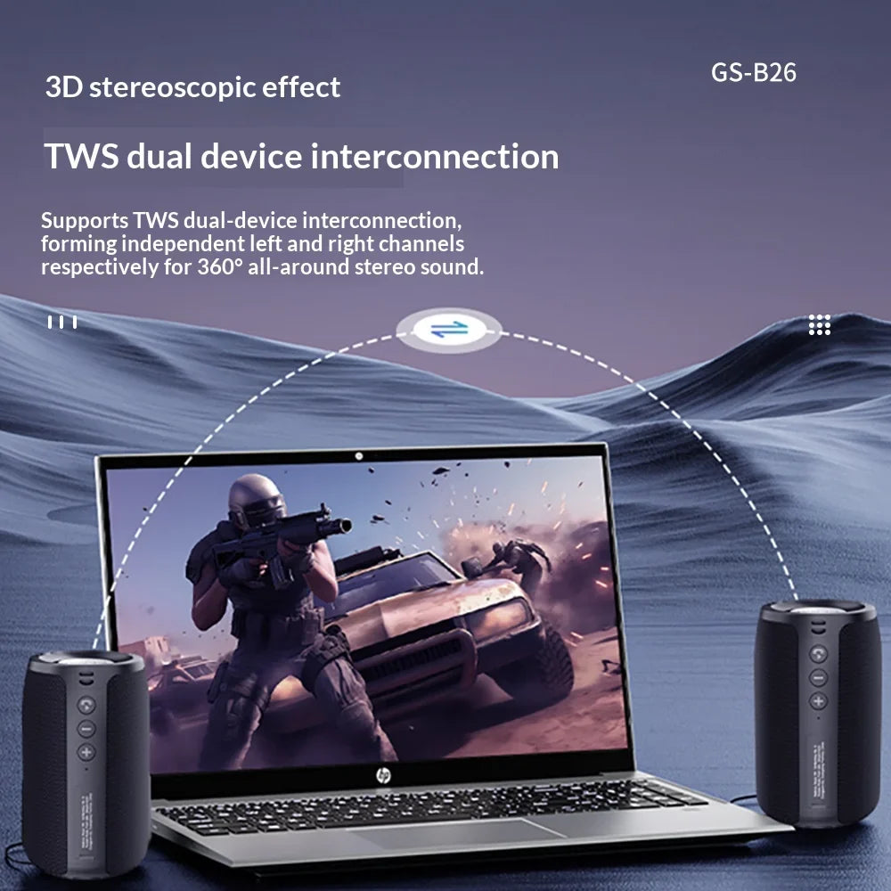 Bluetooth Speaker 10W Super Bass TWS Stereo Waterproof Portable Wireless Speaker Outdoor Party for Phone PC