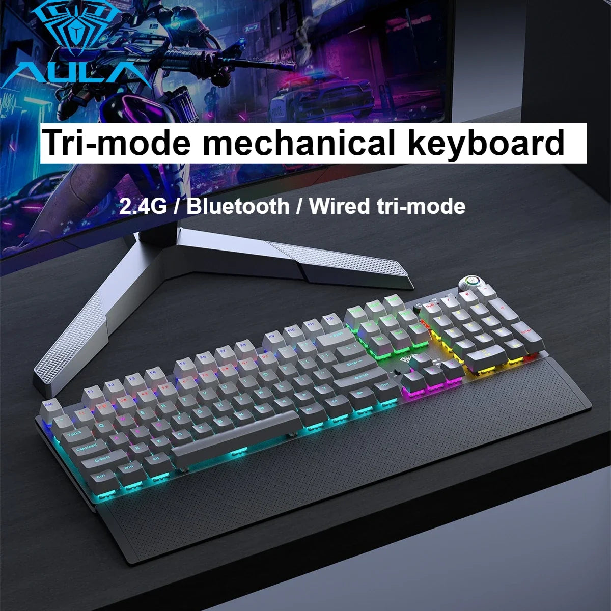 AULA F2088Air Tri-mode Mechanical Keyboard and Mouse Combo Wireless Bluetooth 2.4G Wired RGB Backlit Hot-Swappable Gaming Keyboa