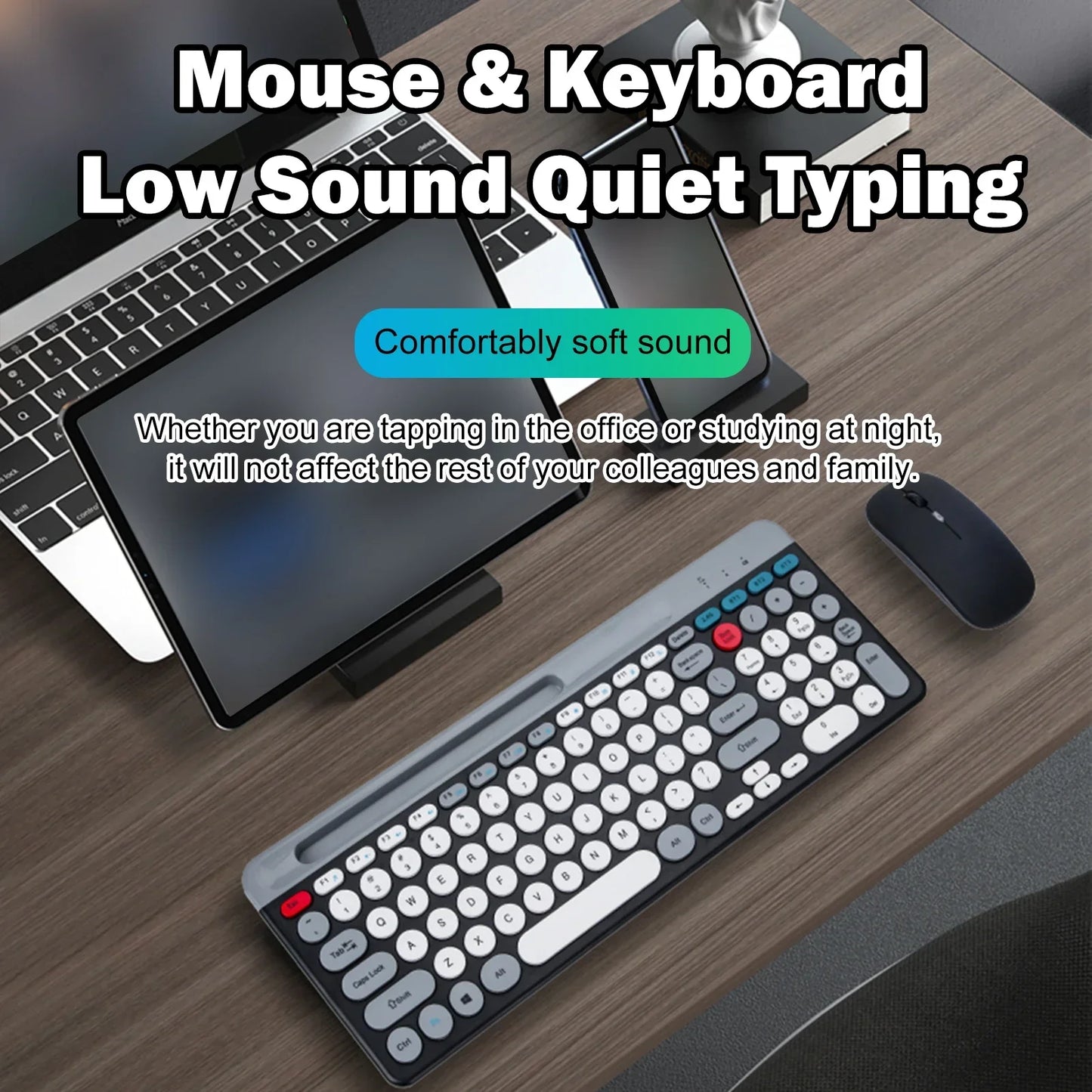 Dual-mode Wireless Keyboard & Mice Combo 2.4G Bluetooth 5.0 Membrane Keyboards BT 3-Channels Rechargeable Key Board Mouse for PC