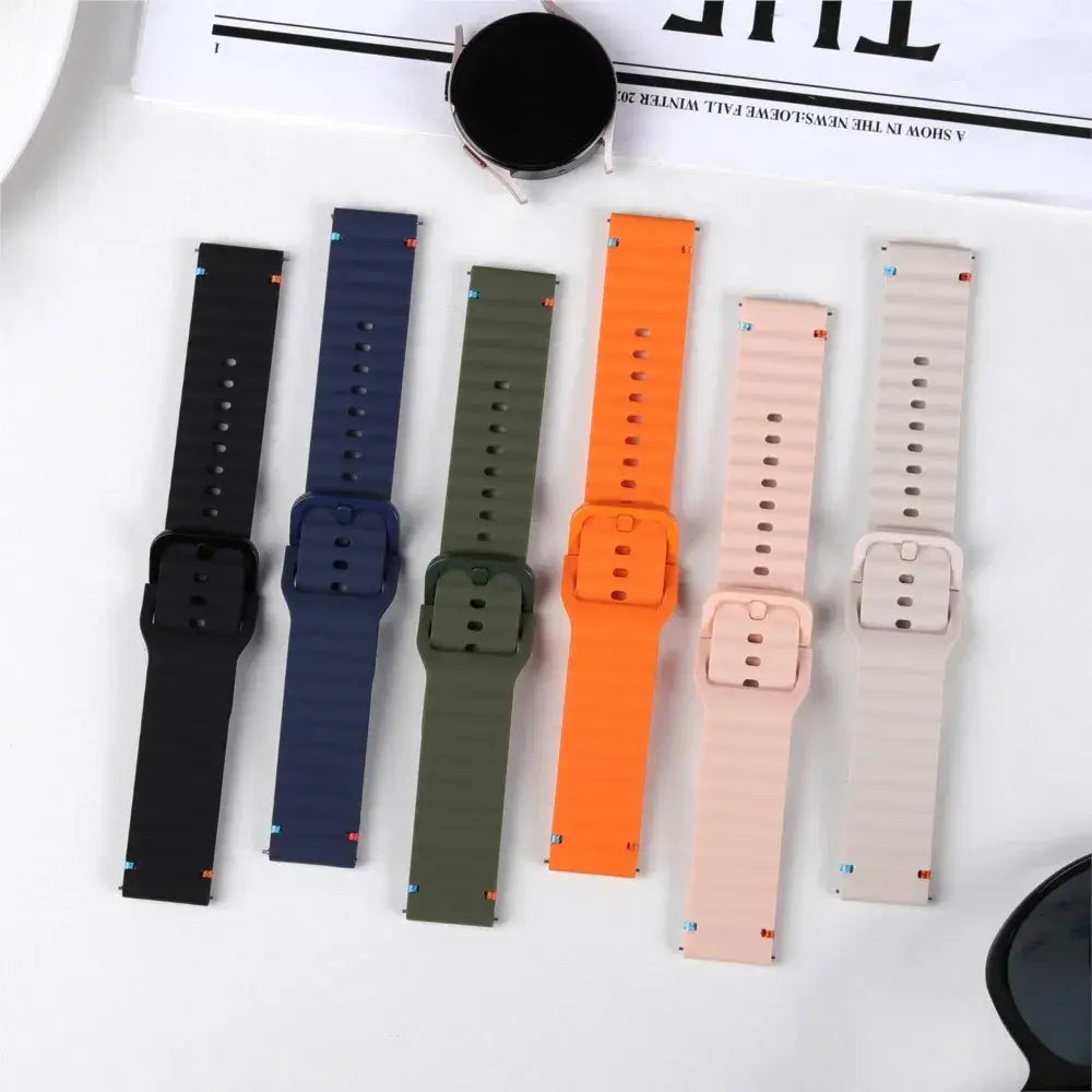 Amazfit Balance, GTR, GTS & Bip Ribbed Silicone Band, Matching Buckle