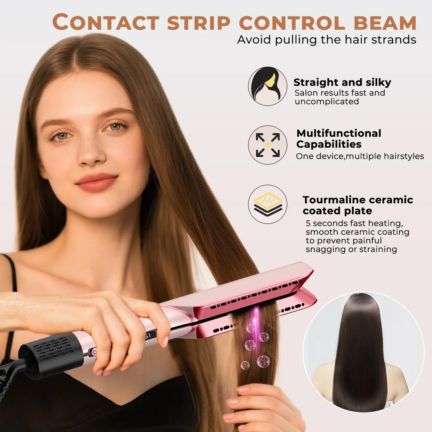 2 in 1 Hair Straightener & Hair Dryer Negative Ion Hair Straightener