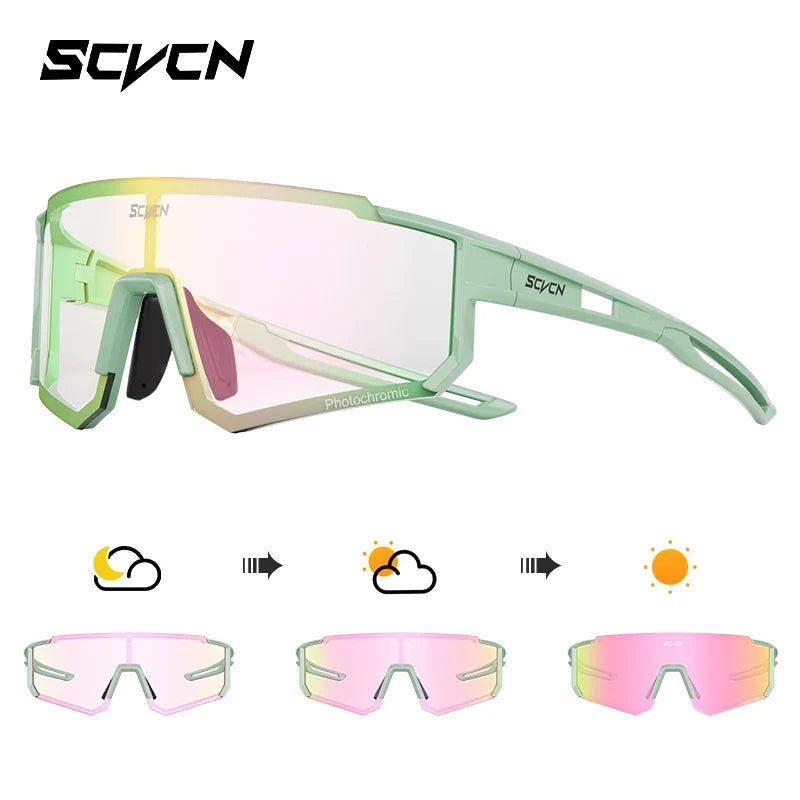SCVCN Color Photochromic Cycling Glasses Men MTB Cycling Sunglasses Women Road Bike Glasses Outdoor Sports Bicycle Sunglasses