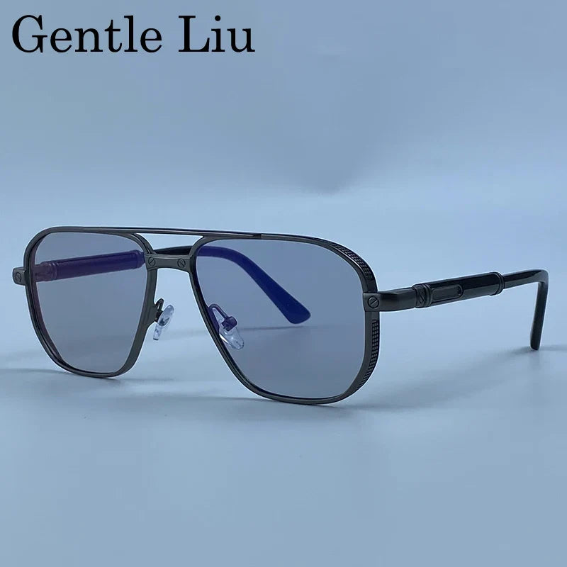 Square Punk Metal Frame Sunglasses Men 2026 Luxury Designer Vintage Steampunk Double Bridge Hip Hop Sun Glasses Outdoor Shades