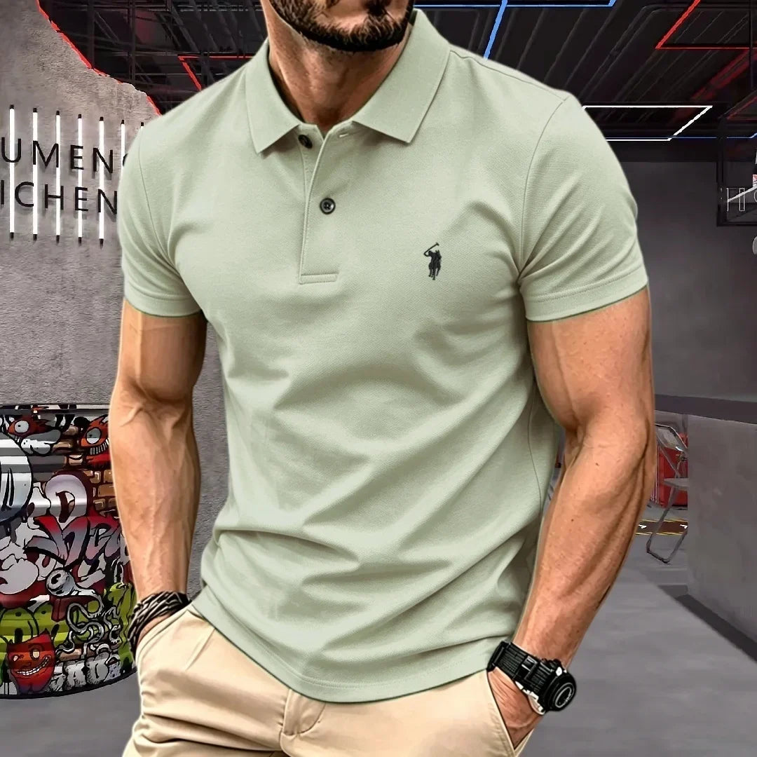 100% Pure Cotton High-End Brand Men's Short Sleeve Polo Shirt Summer