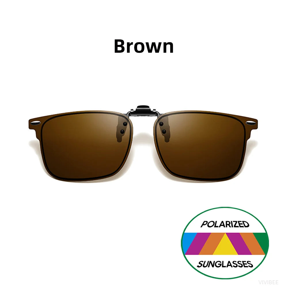 VIVIBEE Polarized Clip-on Flip Up Rimless Sunglasses for Anti-Glare Night Driving Glasses Fashion Mirorr Green Eyeglasses