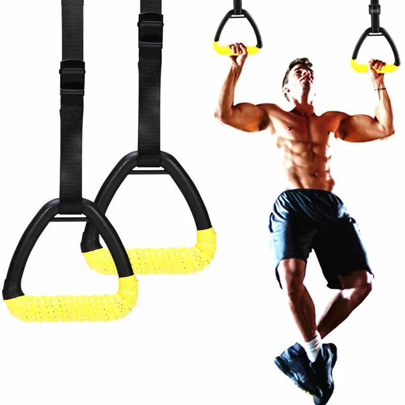 Professional-Grade Gymnastic Rings with Adjustable Straps