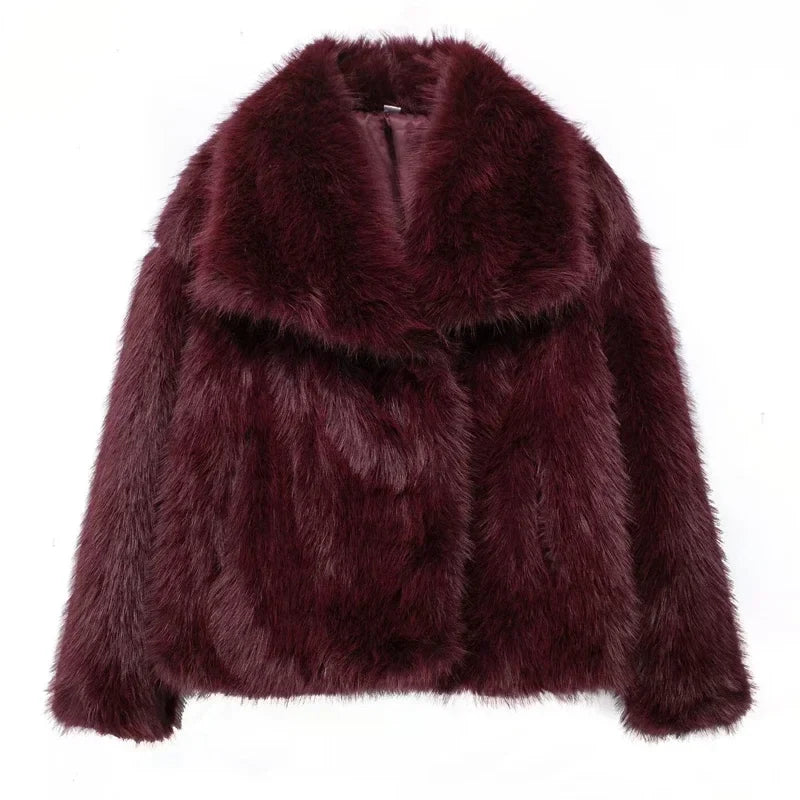 MUJER Faux Fur Hairy Coat Woman Warm Winter Fluffy Coat Women New Plush Jackets for Women Outerwears Luxury Women's Teddy Coats