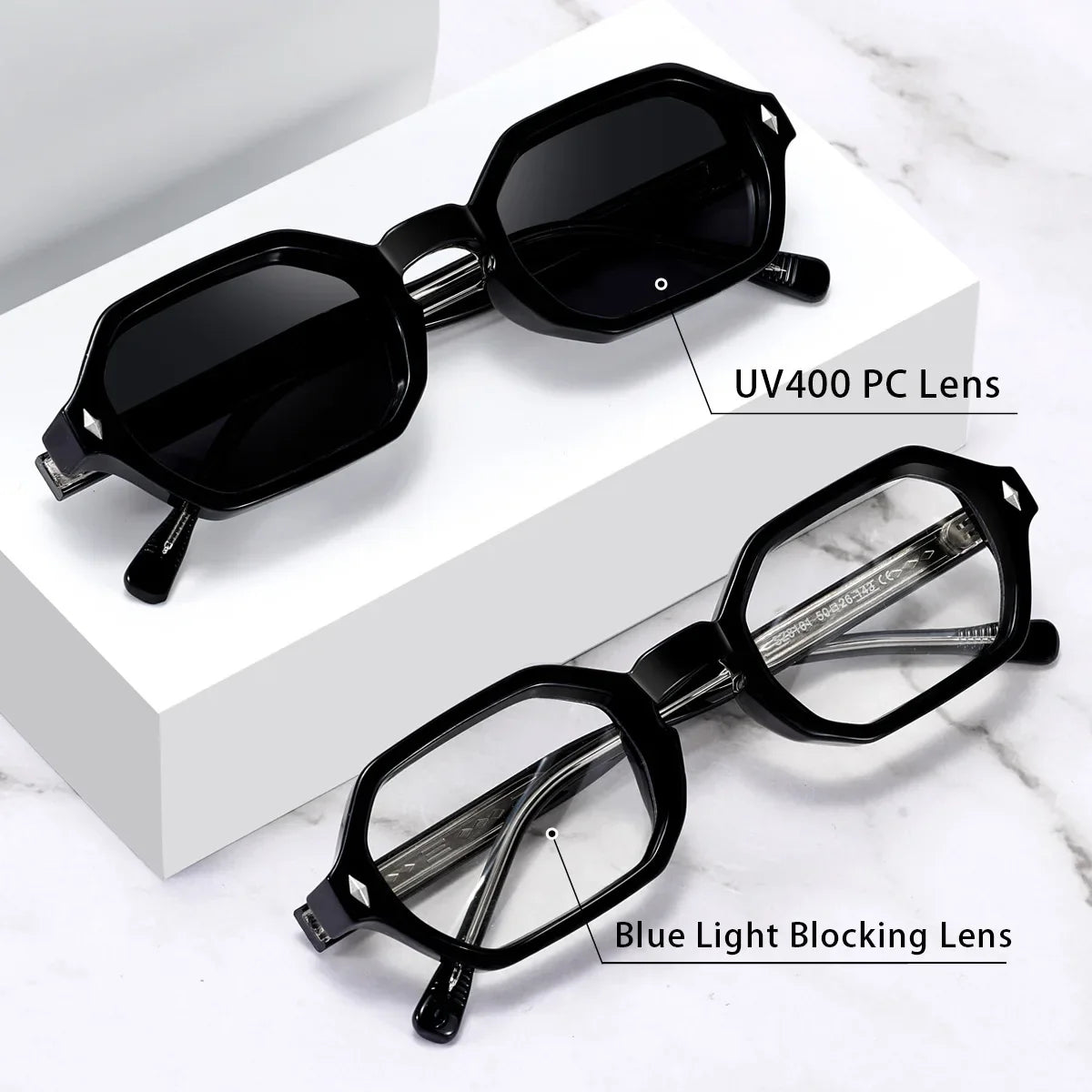 HBK New Fashion Polygon Men Sunglasses Small Frame Cupronickel Core Insert Leg Sun Glasses Outdoor Party Vacation Travel