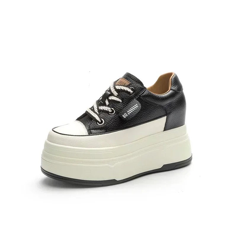 Fujin Hidden Heel Shoes High Platform shoes 9cm 3 inch comfortable sneakers for women Vulcanized Shoes Chunky Wedge Casual Shoes