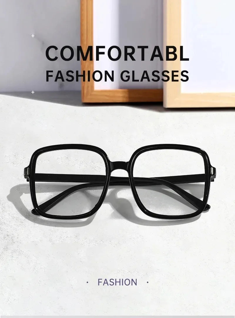 Square Oversized Transparent Eyeglasses Women Anti Blue Blocking Computer Eyeglass Black Unisex Optical Glasses