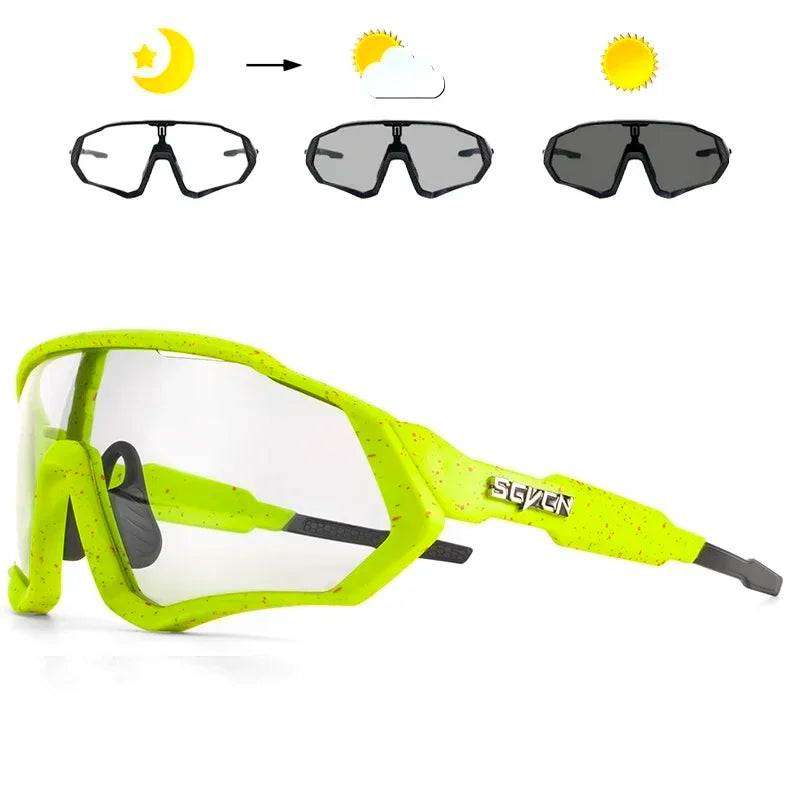 SCVCN-New Style Sunglasses Bicycle Eyewear Mountain Bike Cycl Goggles UV400 MTB Road for Men Photochromic Sport Cycling Glasses