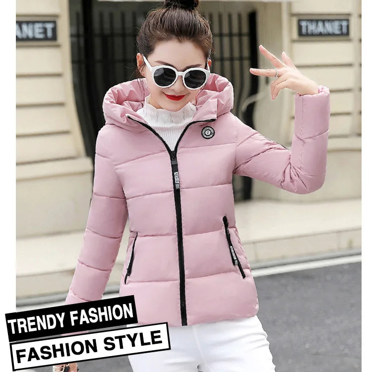 Chic Design Cropped Jacket Winter Short Puffer Jacket Women Clothing Cotton-padded Coats Warm Coat Bread Jackets