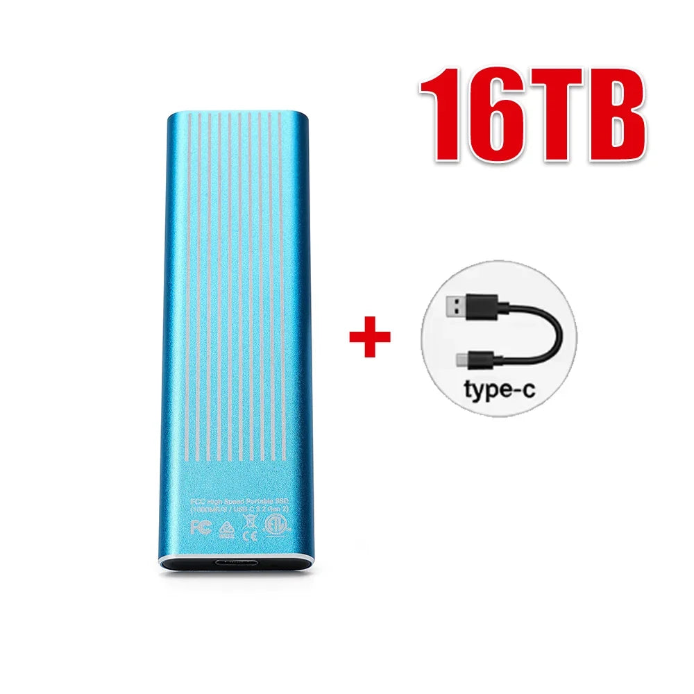High Speed External Portable SSD 6TB 12TB Plug and Play Mobile Hard Drive Compatible with Windows IOS Android DevicesHigh Speed