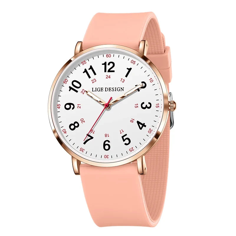 Women's Arabic Numeral Silicone Quartz Watch