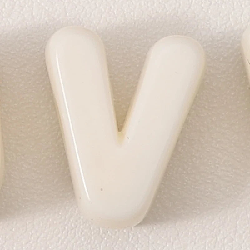 20pcs Beige Acrylic Large Hole Letter Loose Beads DIY Necklace