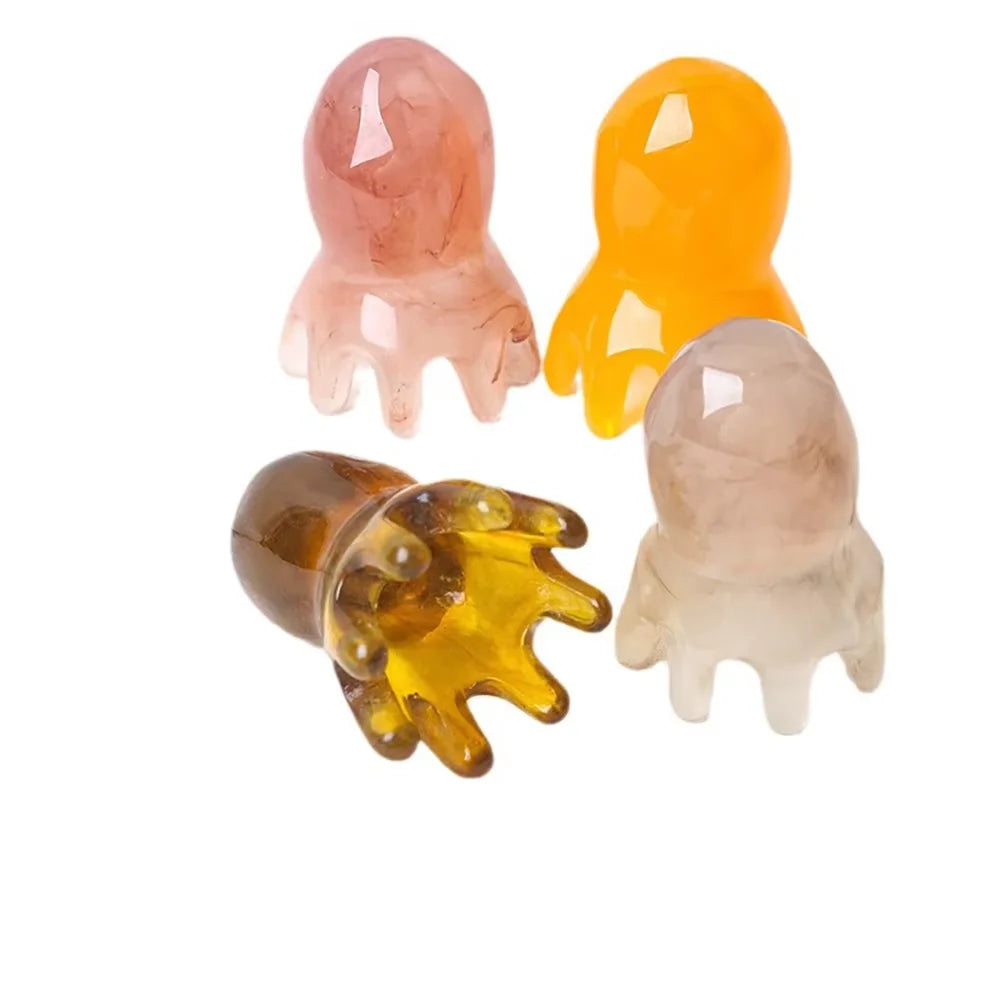 Resin Octopus Massage Comb Head Meridian Scraping Scalp Massage Brush Acupuncture SPA Gua Sha Massage Comb Fatigue Relief Massag