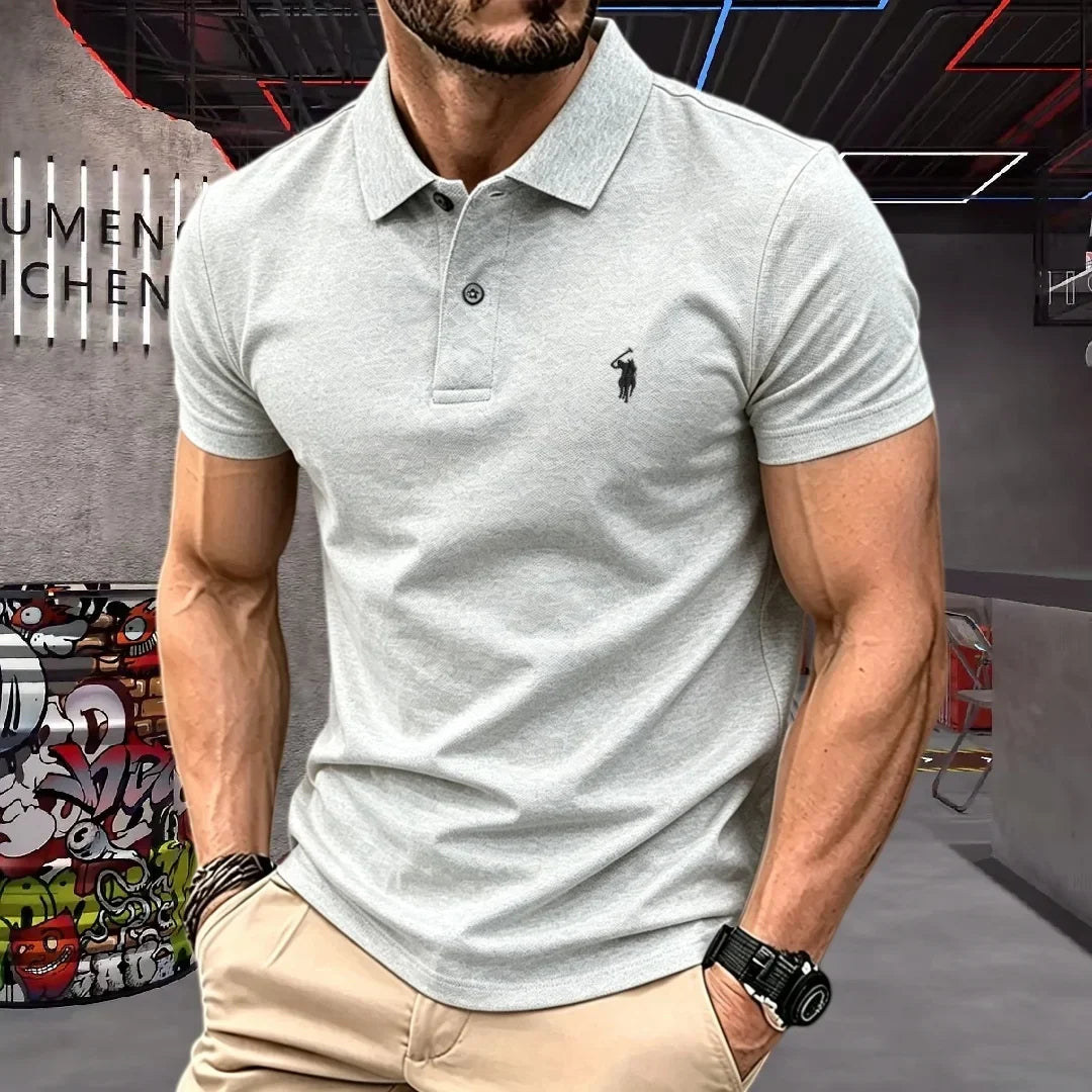100% Pure Cotton High-End Brand Men's Short Sleeve Polo Shirt Summer