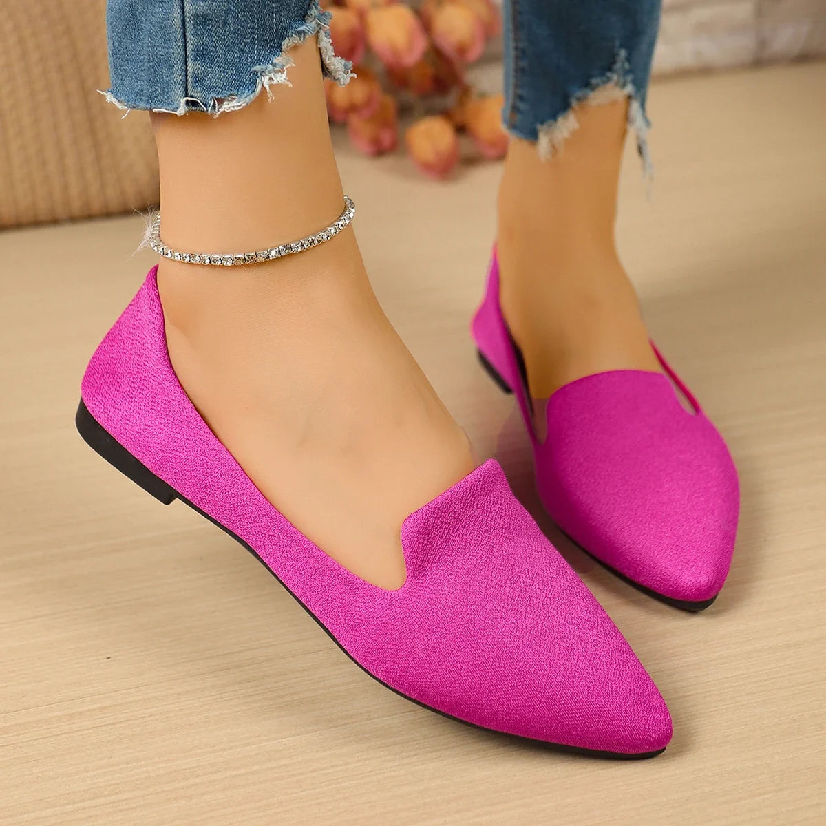 Women Flats Pointed Toe Solid Color Flats for Women Spring/autumn Casual Comfortable Leopard Brown Flat Heel Shoes