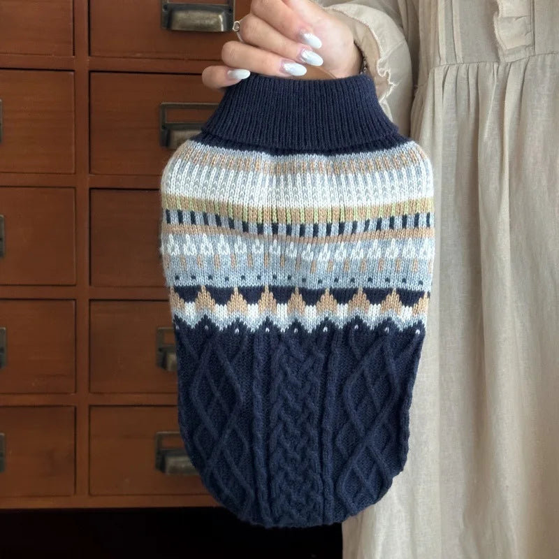 Vintage Stripe High Quality Warm Winter Sweater Clothes for Dog Cat Christmas New Year Knitted Pullover Clothes