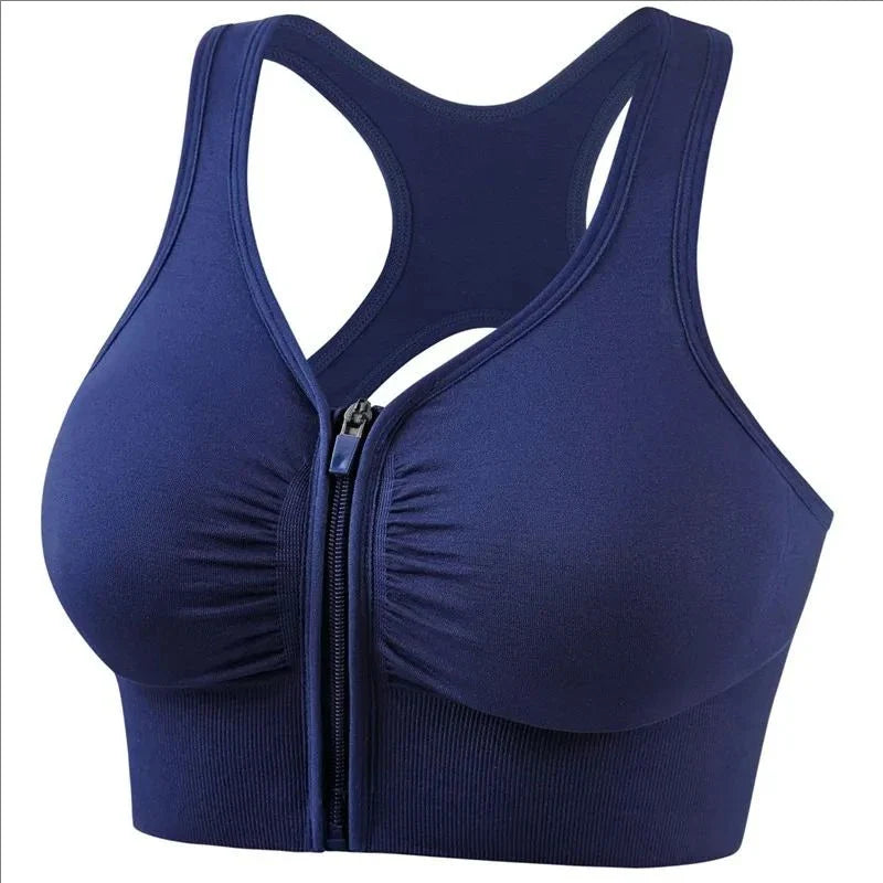 Sujetador deportivo para mujer con cremallera frontal