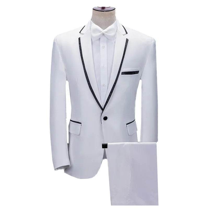 (jacket+pants) Men Fashion Wedding Banquet Party Flower Suits Singer