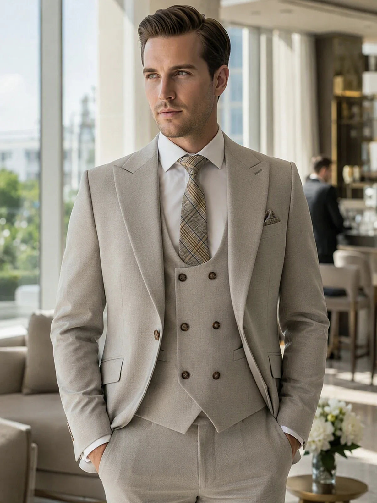 Turkish Style High Quality Men Suits 3 Piece Set Elegant Slim Fit Formal Office and Leisure Banquet Groomsman Set Groom's Suit