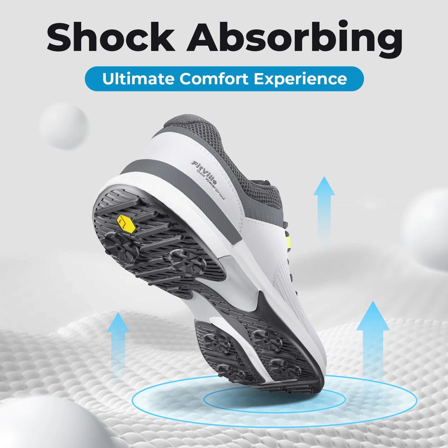 FitVille Wide Men's Golf Shoes Water Resistant Professional Golfing Sneakers Outdoor Spiked Golf Sports Shoes for Men Relif Pain