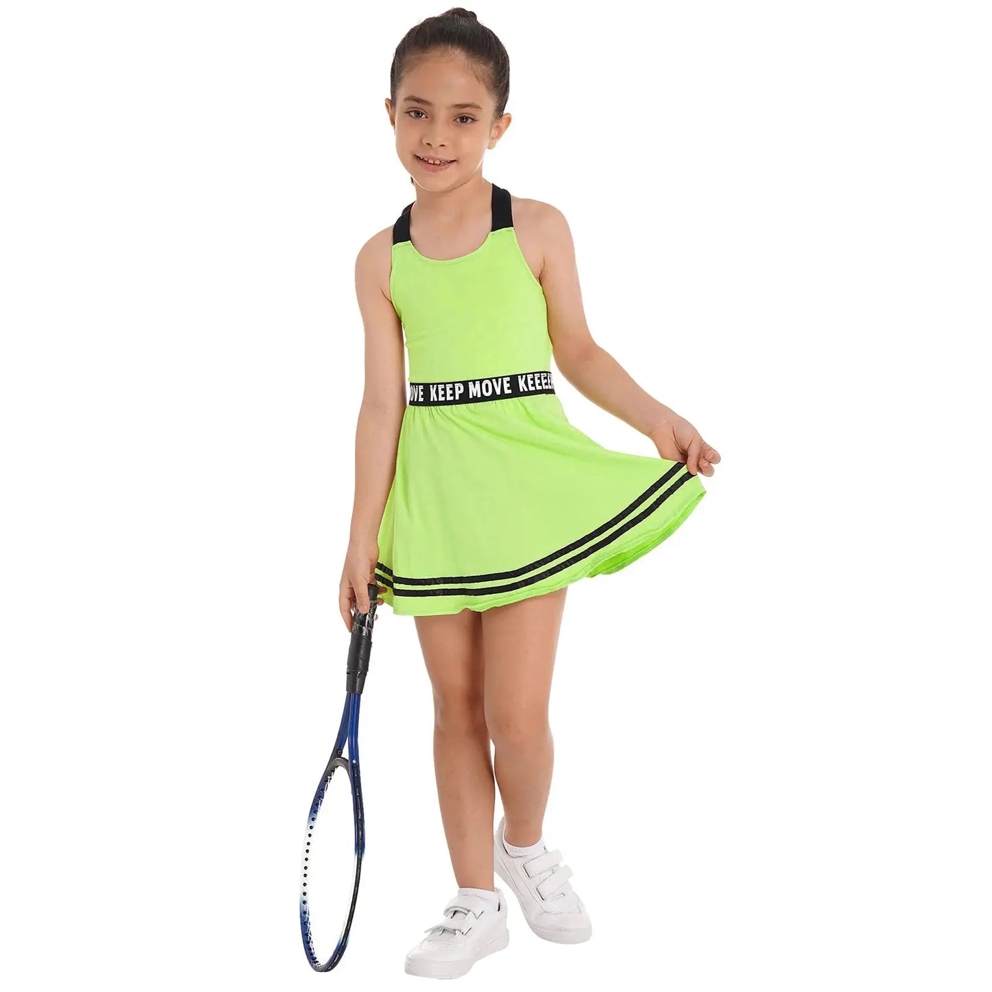 Girls' A-Line Tennis Dress with Criss Cross Straps