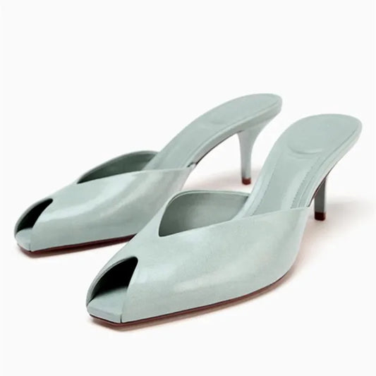 Luxury Designer Gold Heeled Slippers Women Sexy Open Toe Elegant Slide Sandals for Ladies Wedding Bridal Pumps Zapatos De Mujer