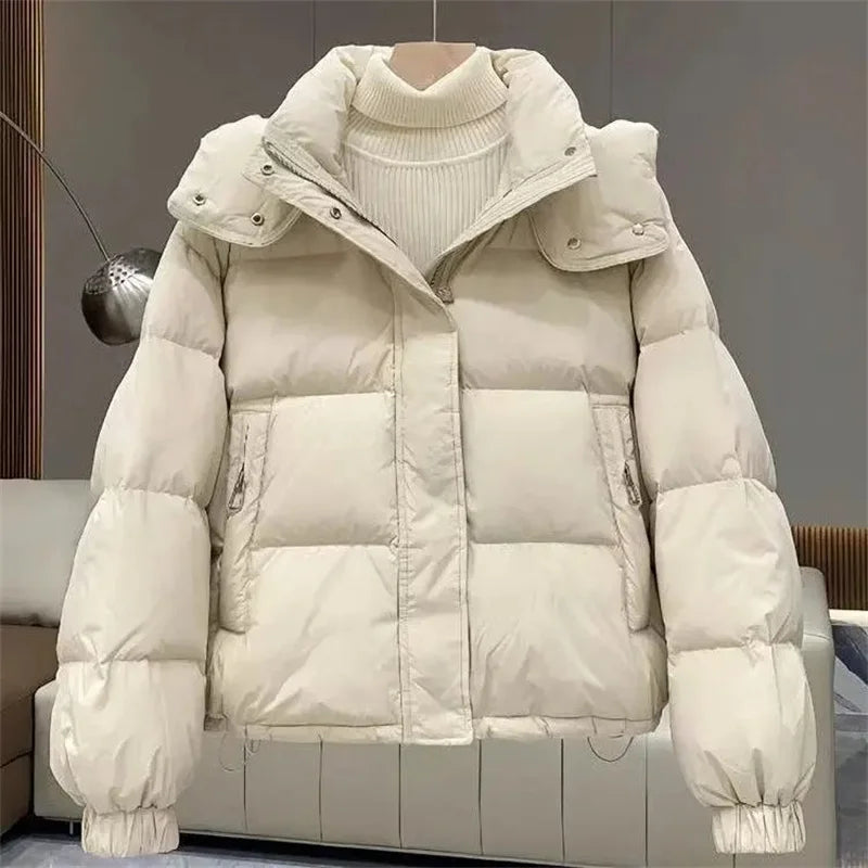 Cotton-Padded Coat Ladies New Autumn Winter 2025 Korean Down Jacket Women's Parkas Short Bread Outerwear Hooded Cotton Jackets