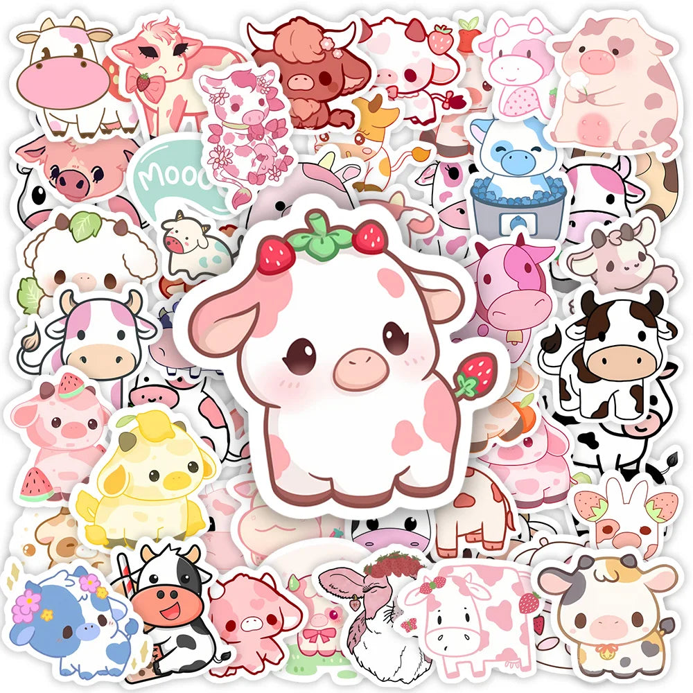 Paquete de pegatinas de vaca kawaii