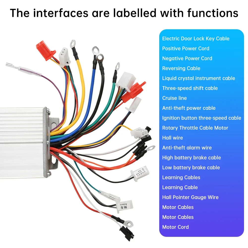 36/48V 500W E-bike Controller Brushless DC Motor Controller Speed Control for Electric Bicycle Waterproof Electric Scooter