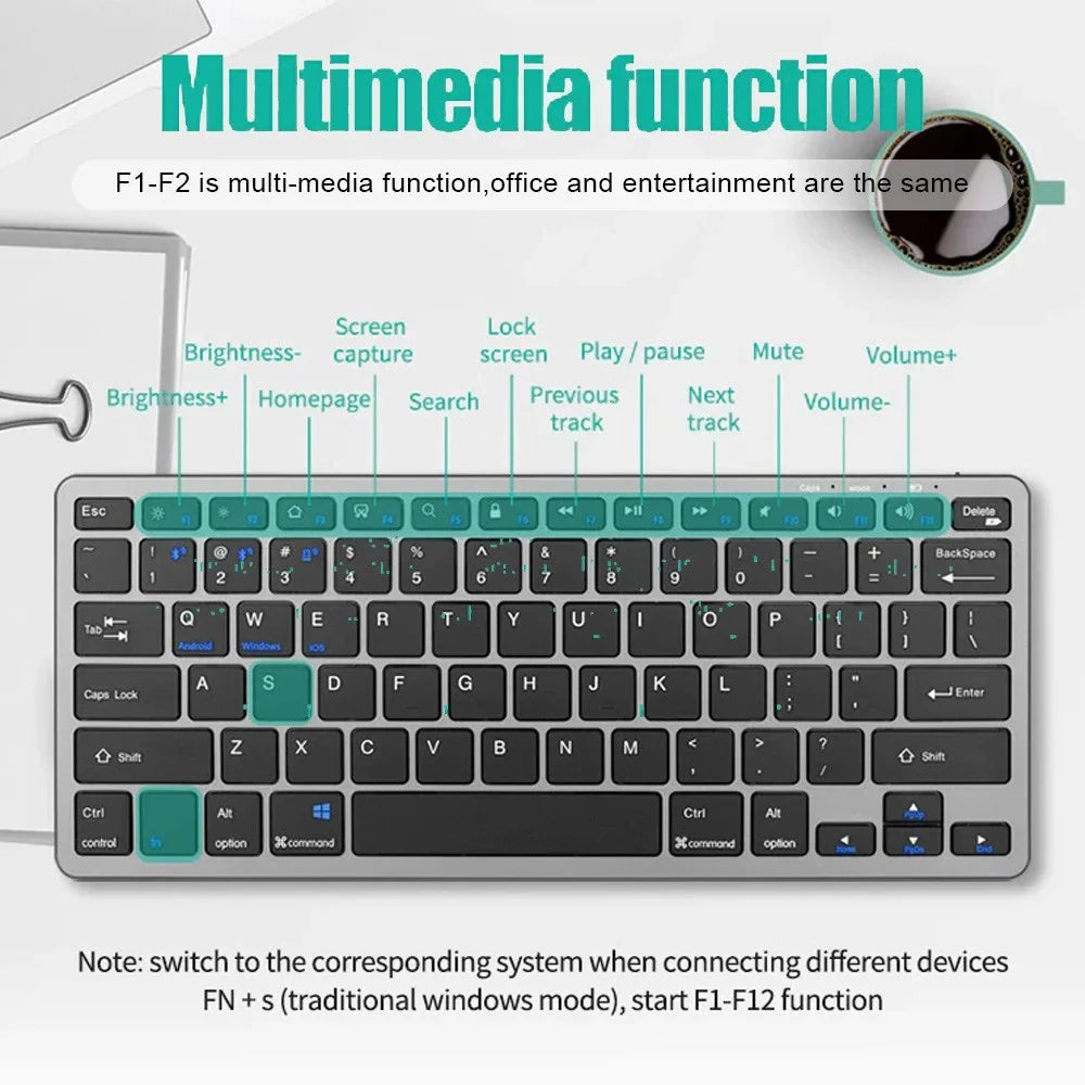 2.4G Wireless Keyboard Mouse Set Bluetooth 5.0 Keyboard Mouse Combo 2 modes Mini Keyboard Mouse For Laptop PC Accessories