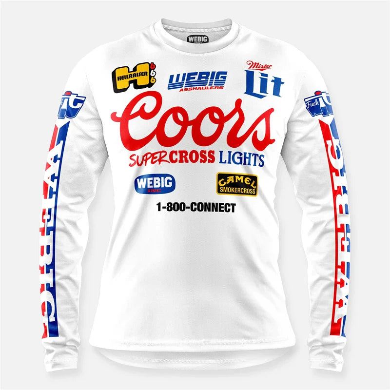 Retro Camel WEBIG Motorcycle Jersey Team Bicycle Downhill MTB Yellow Clothes Ciclismo Cycling Long Sleeve Motocross Bmx T-Shirt